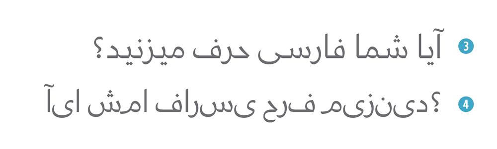 missers in opgemaakte Farsi teksten